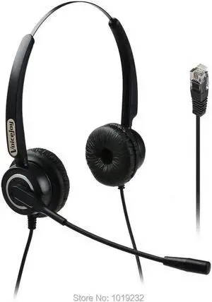 Aomoproing Binaural RJ9/RJ11 headset with microphone Noise canceling phone headphones call center headset for Aastra Nortel