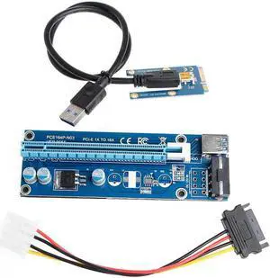 Mini PCI-E Express 1x To16x USB 3.0 Extender Riser Card Adapter SATA Power Cable