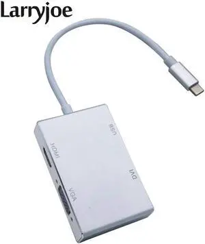 4 In 1 USB 3.1 USB-C Converter Cable USB C Type C to HDMI VGA DVI USB 3.0 Adapter for Laptop Apple Macbook Google