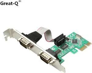 2 Port RS232 Serial Port COM to PCI-E PCI Express Riser Card Adapter Converter TX382B or DH382 Chip PCIE adaptator