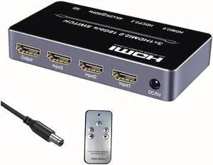 3 In 1 Out 4K HDMI Switcher 3840x2160@60hz HDMI 2.0 Switch Selector for Laptop TV Box PS3 PS4 DVD