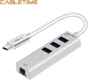 USB C Ethernet HUB Type C to USB 3.0 RJ45 Network Card for Windows 10 Xiaomi Mi Box 3 Android TV USB Lan Adapter N134