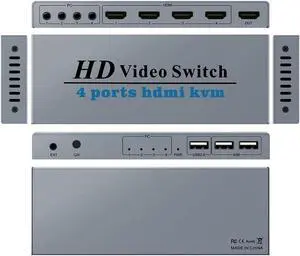 4K Switch KVM HDMI Switcher 4-port USB HDMI KVM Switch 4X1 4kX2K/30HZ HDCP 1.2 for PC laptop windows&macs