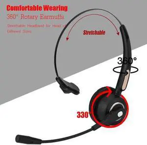 Aomoproing Bluetooth Headset Wireless Over Head Earpiece Noise Canceling Headphones with Noise Reduction Mic for Call Center,phones