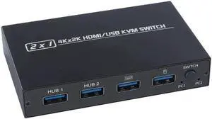 AM-KVM 201CL Support 2Kx4K 2 Hosts Share 1 Monitor/Keyboard& Mouse Set HDMI-compatible/USB KVM Switch KVM Switch
