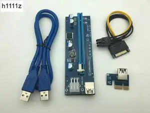 Riser Card PCI-E 1x to 16x Extender with LED Light 60cm USB 3.0 PCI-E Riser 6Pin Power for BTC Bitcoin Mining Antminer Miner