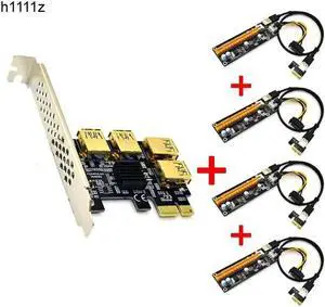 Gold PCI E Express 1x to 16x Riser Card USB 3.0 Adapter PCIE 1 to 4 Slot PCIe Port Multiplier Card for BTC Bitcoin Miner Mining