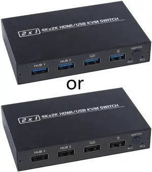 Switch HDMI-compatible/USB Support 2Kx4K 2 Hosts Share 1 Monitor/Keyboard& Mouse Set AM-KVM 201CL KVM Switch QXNF