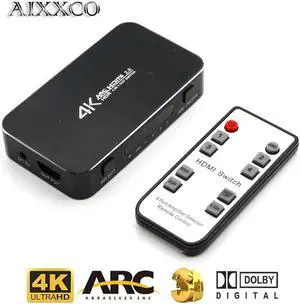 UHD HDMI Switch 2.0 4K HDR 4x1 Adapter Switcher with Audio Extractor 3.5 jack optical fiber cable ARC splitter for HDTV