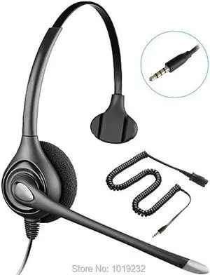 Aomoproing Call center headphones QD (Quick Disconnect) headset with single 3.5mm plug for laptop,Smartphone,mobile phone,PC or RJ9 plug