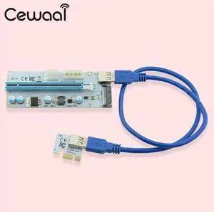 PCIE PCI-E 1x To 16x Graphics Card 4PIN/6PIN/SATA USB 3.0 Extension Cable