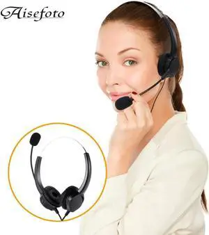 Aomoproing Professional Telephone Headset Clear Voice Noise Cancellation Call Center Binaural Headphone Corded Headset with Micphone