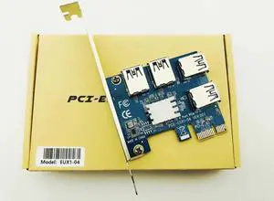 PCIE PCI E PCI Express Riser Card 1x to 16x 1 to 4 USB 3.0 Slot Multiplier Hub Adapter For Bitcoin Mining Miner BTC Devices
