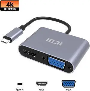 4K USB C to HDMI VGA (Thunderbolt 3 Compatible) Adapter for Samsung Note 9 s8 s9 Huawei P20/Pro Macbook Pro 2018/2017 iMac