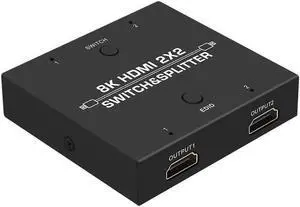 8K HDMI2.1 Switch & Splitter 2 In 2 Out Video Switcher 2*2 Video Matrix 8K@60Hz 4K@120Hz Splitter EDID Dynamic HDR Multi Screen