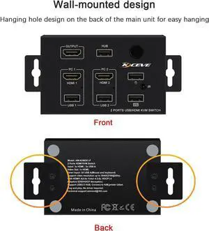 Wall-Mounted 2 In 1 Out USB HD KVM Switch Box for 2PC Sharing Keyboard Mouse Printer Plug Paly Video Display USB Swltch Splitter