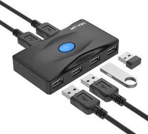 MT-VIKI USB Switch Selector 2 Computer Share 4 USB Devices USB 2.0 Peripheral Switcher Box Hub for mouse keyboard printer U disk