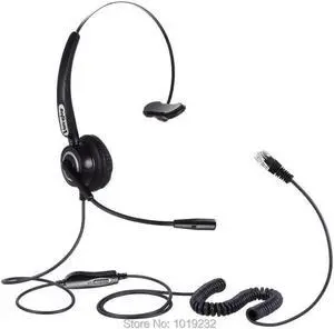 Aomoproing 4-Pin RJ9 Monaural Headset with Volume and Mute Switch Call Center Headphone with Noise Canceling Mic for most office telephones