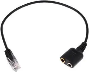 Aomoproing Call Center Telephone RJ9 Headset Headphone + Dual 3.5mm RJ9 Adapter Cable