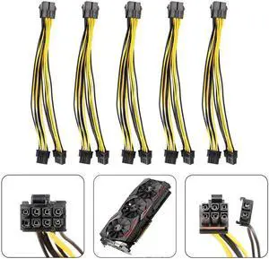 (5-pack) PCI-E 8-pin to 2x 6+2-pin Power Splitter Cable PCIE PCI Express 5X
