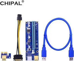 Golden VER009S PCI-E Riser Card 009S PCI Express PCIE 1X to 16X 60CM USB 3.0 Cable 6Pin Molex Power for Bitcoin Mining