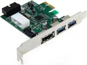 Desktop 3 Port USB 3.0 20 Pin Power ESATA PCI Express Adapter Controller Card