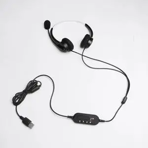 Aomoproing Hands-free Call Center USB Binaural Surround Stereo Headset Headphone with Mic Microphone Earpiece for Laptop Desk Telephone