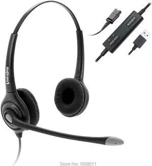 Aomoproing USB Plug Corded Headphone for laptop,PC,computer, Call Center Noise Cancelling Headset With Adjustable Mic, Mute Volume Control