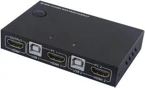 AM-KM201 HDMI KVM Switcher 4K 2 in 1 out KVM Switcher Keyboard Mouse USB Shared Display Synchronization Controller
