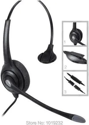Aomoproing RJ09 RJ11 call center headset with RJ9 plug ,QD cable+ Volume+Mute telephone headset RJ9 plug,or 2.5mm plug or dual 3.5mm plug