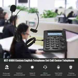 Aomoproing HST-8000 Telefon Headset Telephone Telefone Call Center Telephone Set With Protecting Earphone Flexible Microphone LCD Display
