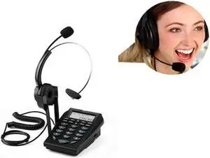 Aomoproing Call Center Phone and Headset Noise Cancelling Office Corded Telephone Mic
