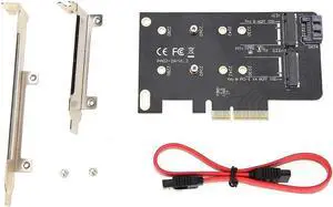 2 Slots Adapter Card M key M.2 NGFF SSD to PCI-E X4 Adapter and B key M.2 NGFF SSD to SATA Adapter with 2pcs Metal Sheet