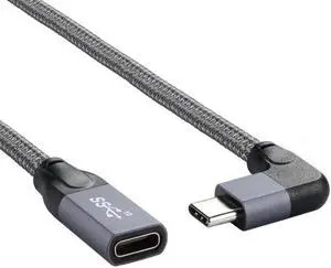 Aomoproing FVH Left Right Angled USB-C USB 3.1 Type C Male to Female Extension Data Cable with Sleeve for Laptop UC-238-RI