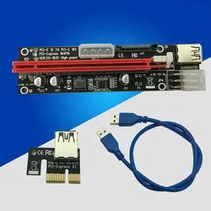 3 in 1 60cm USB 3.0 PCIe 1x to 16x PCI Express Extender Riser Card SATA 6pin 4pin Power Supply for Bitcoin Miner Mining BTC