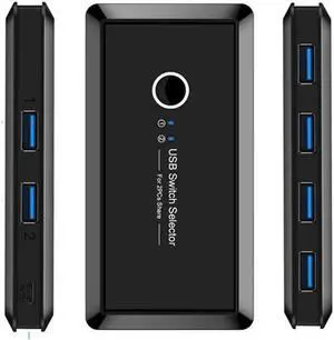 KVM USB 3.0 Switch Hub Selector 2 PCS Computer Switch Sharing 4 Devices for Keyboard Mouse Printer Card Reader U-Disk Other USB devices (USB 3.0 Version)