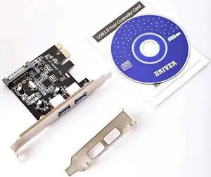USB 3.0 expansion card External 2 port PCI-E PCI Express 15-pin SATA power connector