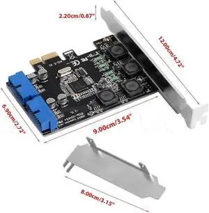 5Gbps Low Profile Bracket Internal 2 ports 19Pin USB 3.0 Card PCI-e to PCI 20Pin Male Ports Adapter Extender Card For Desktop