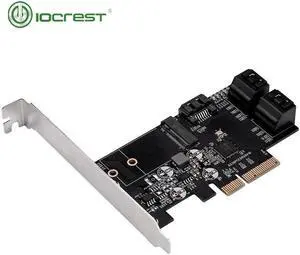 Internal 4 Port Non-Raid SATA III 6GB/S with M.2 B-Key 22x42 Pci-E X4 Controller Card for Desktop PC Support SSD and HDD
