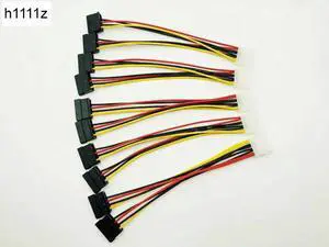 5PCS SATA Power Cable Splitter Molex 4pin Male to Serial ATA 15pin x 2 Female Y Hard Drive Cables 20CM for Bitcoin Miner Mining