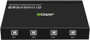 AM-KM402 4 Ports USB Synchronizer USB Keyboard Mouse Synchronous Controller Aluminum Alloy KVM Switcher Wide Compatibility