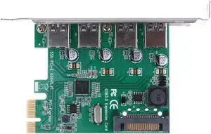 4 Port PCI-E to USB 3.0 HUB PCI Express Expansion Card Adapter with 15pin SATA Power Connector 5Gbps Speed For Desktop Computer