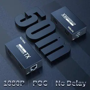 TLT-TECH HDMI-Compatible Over Cat5/6 Extender up to 164ft (50m) 1080P@60Hz Support 3D POC EDID functions