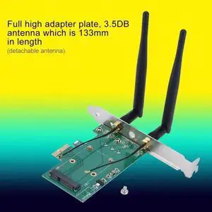 Mini PCI-E to desktop PCI-E Adapter PC Wireless Network Card Full high 2 Antenna Card Plate