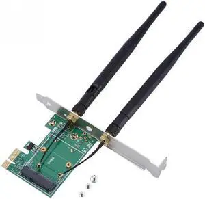Mini PCI-E to Desktop PCI-E Adapter PC Wireless Network Card Semi High 2 Antenna Card Plate