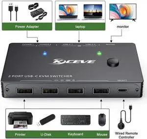 Hot Sale TYPE-C KVM Kvm Two In And One Out USB - C KVM HD Switch 4K 60Hz 2 Port USB-C KVM Switcher HDMI-compatible Splitter