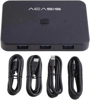 USB 3.0 Switch Selector KVM Switcher Adapter 3 Ports HDMI-compatible Switch Selector for PC Scanner Printer One Button