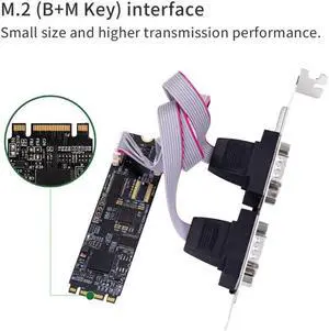 M.2 B Key and M Key to Rs232 Rs422 Rs485 Db9 Serial Port Card NGFF Add on Cards Small Size
