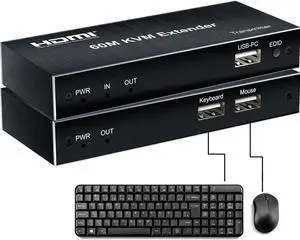 USB KVM Extender RJ45 HDMI Extender 60M Via Ethernet Cat5e Cat6 Cable for PS4 PS5 Xbox DVD Switch Player PC Laptop To TV Monitor