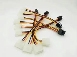 5pcs Dual 4 Pin to 6 Pin Molex PCI E External Graphics Card Power Cable Converter Adapter for BTC Miner Mining